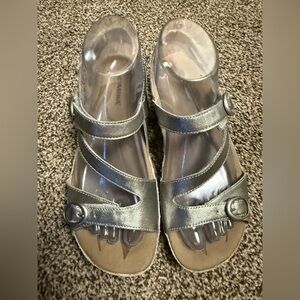 Romika Trier Wedge Sandals Womens EU 37 Leather Ankle Strap Metallic.